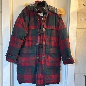 Vintage TRIPLE F.A.T. GOOSE Jacket Men's L Plaid Parka Puffer Duck Down Fur warm